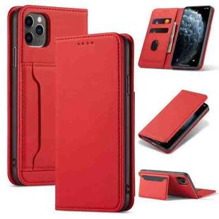 For iPhone 12 / 12 Pro Magnetism Skin Feel Card Holder Leather Phone Case(red)