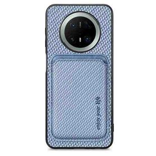 For Huawei Mate 70 Carbon Fiber Leather Card Magsafe Phone Case(Blue)