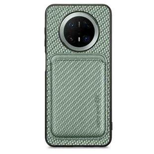 For Huawei Mate 70 Carbon Fiber Leather Card Magsafe Phone Case(Green)