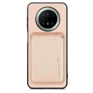 For Huawei Mate 70 Pro Carbon Fiber Leather Card Magsafe Phone Case(Khaki)