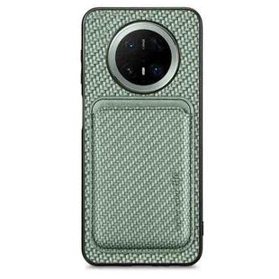 For Huawei Mate 70 Pro+ Carbon Fiber Leather Card Magsafe Phone Case(Green)