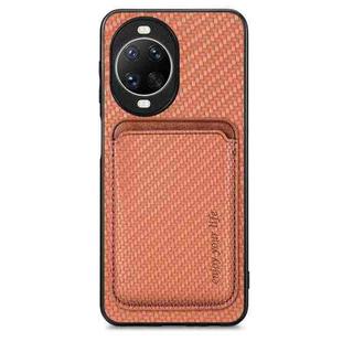 For Huawei nova 14 Carbon Fiber Leather Card Magsafe Phone Case(Brown)