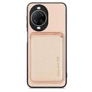 For Huawei nova 14 Ultra Carbon Fiber Leather Card Magsafe Phone Case(Khaki)