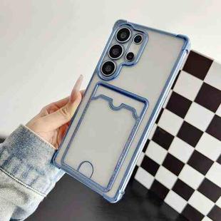 For Samsung Galaxy S25 Ultra 5G Four-cornered Electroplated Card Bag TPU Phone Case(Bule)