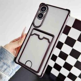 For Samsung Galaxy S25 Edge 5G Four-cornered Electroplated Card Bag TPU Phone Case(Black)