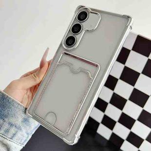 For Samsung Galaxy S24 FE 5G Four-cornered Electroplated Card Bag TPU Phone Case(Silver)
