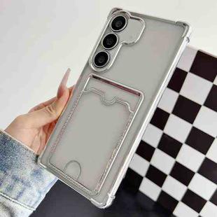 For Samsung Galaxy S24+ 5G Four-cornered Electroplated Card Bag TPU Phone Case(Silver)
