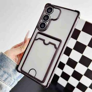 For Samsung Galaxy S24 5G Four-cornered Electroplated Card Bag TPU Phone Case(Black)