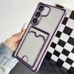 For Samsung Galaxy S23 FE 5G Four-cornered Electroplated Card Bag TPU Phone Case(Purple)