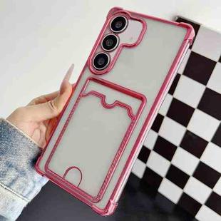 For Samsung Galaxy S23 FE 5G Four-cornered Electroplated Card Bag TPU Phone Case(Pink)