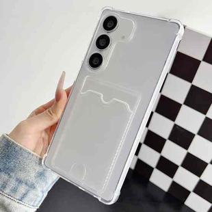 For Samsung Galaxy S23 FE 5G Four-cornered Electroplated Card Bag TPU Phone Case(Transparent)