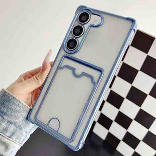 For Samsung Galaxy S23+ 5G Four-cornered Electroplated Card Bag TPU Phone Case(Bule)