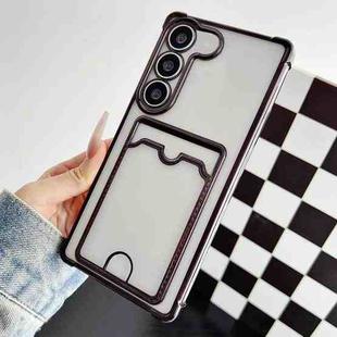 For Samsung Galaxy S23+ 5G Four-cornered Electroplated Card Bag TPU Phone Case(Black)