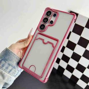 For Samsung Galaxy S23 Ultra 5G Four-cornered Electroplated Card Bag TPU Phone Case(Pink)