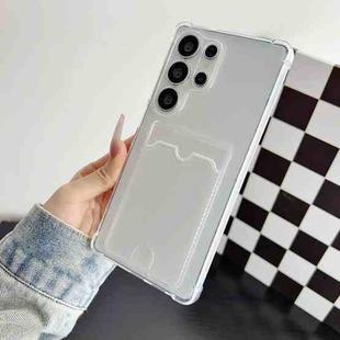 For Samsung Galaxy S23 Ultra 5G Four-cornered Electroplated Card Bag TPU Phone Case(Transparent)