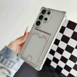 For Samsung Galaxy S23 Ultra 5G Four-cornered Electroplated Card Bag TPU Phone Case(Silver)