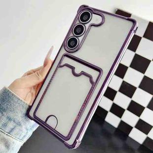 For Samsung Galaxy S22+ 5G Four-cornered Electroplated Card Bag TPU Phone Case(Purple)