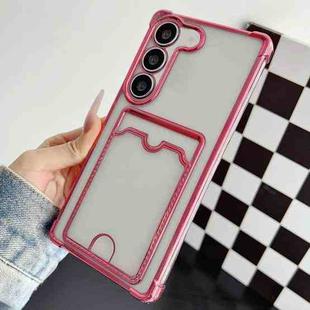 For Samsung Galaxy S22+ 5G Four-cornered Electroplated Card Bag TPU Phone Case(Pink)