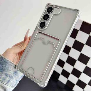 For Samsung Galaxy S22+ 5G Four-cornered Electroplated Card Bag TPU Phone Case(Silver)