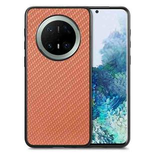 For Huawei Mate 70 Pro Carbon Fiber Texture Leather Back Cover Phone Case(Brown)