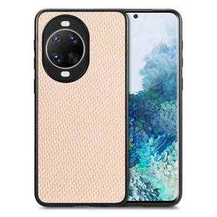 For Huawei nova 14 Ultra Carbon Fiber Texture Leather Back Cover Phone Case(Khaki)