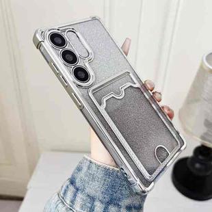 For Samsung Galaxy S22 5G Gradient Glitter Plating TPU Phone Case with Card Slot(Silver)