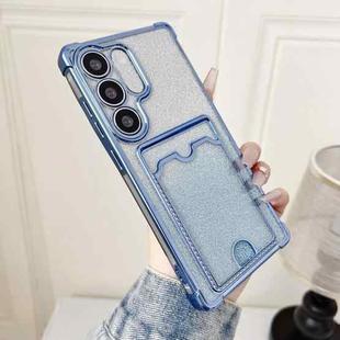 For Samsung Galaxy S22+ 5G Gradient Glitter Plating TPU Phone Case with Card Slot(Bule)