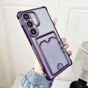 For Samsung Galaxy S24+ 5G Gradient Glitter Plating TPU Phone Case with Card Slot(Purple)