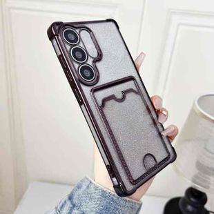 For Samsung Galaxy S24+ 5G Gradient Glitter Plating TPU Phone Case with Card Slot(Black)
