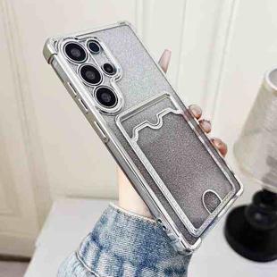 For Samsung Galaxy S25 Ultra 5G Gradient Glitter Plating TPU Phone Case with Card Slot(Silver)
