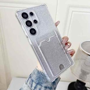 For Samsung Galaxy S25 Ultra 5G Gradient Glitter Plating TPU Phone Case with Card Slot(Transparent)