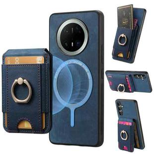 For Huawei Mate 70 Pro+ Retro Splitable Magnetic Stand Card Bag Leather Phone Case(Blue)