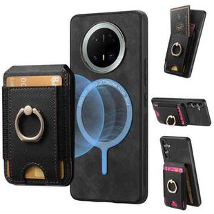 For Huawei Mate 70 Pro+ Retro Splitable Magnetic Stand Card Bag Leather Phone Case(Black)
