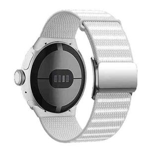 For Google Pixel Watch 1 / 2 / 3 41mm Magnetic Buckle Reflective Nylon Watch Band(White)