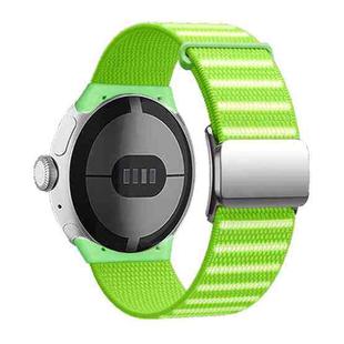 For Google Pixel Watch 1 / 2 / 3 41mm Magnetic Buckle Reflective Nylon Watch Band(Green)