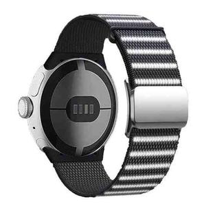 For Google Pixel Watch 3 45mm Magnetic Buckle Reflective Nylon Watch Band(Black)