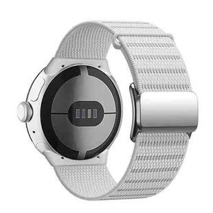 For Google Pixel Watch 3 45mm Magnetic Buckle Nylon Watch Band(White)