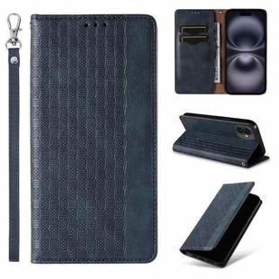 For iPhone 16 Plus Braided Embossed Strong Magnetic Leather Phone Case(Blue)