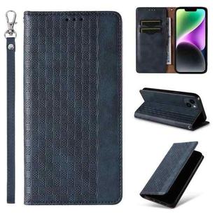 For iPhone 15 Braided Embossed Strong Magnetic Leather Phone Case(Blue)