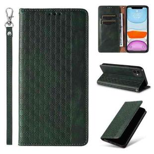 For iPhone 12 / 12 Pro Braided Embossed Strong Magnetic Leather Phone Case(Green)