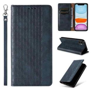 For iPhone 11 Braided Embossed Strong Magnetic Leather Phone Case(Blue)