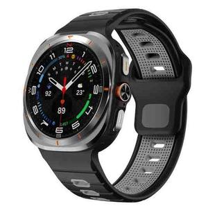 For Samsung Galaxy Watch Ultra 47mm Horizontal Stripes Reverse Buckle Silicone Watch Band(Black Gray)