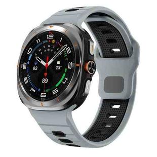 For Samsung Galaxy Watch Ultra 47mm Horizontal Stripes Reverse Buckle Silicone Watch Band(Obsidian Black)