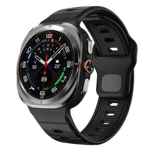 For Samsung Galaxy Watch Ultra 47mm Horizontal Stripes Reverse Buckle Silicone Watch Band(Pure Black)