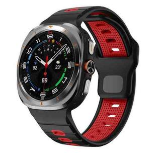 For Samsung Galaxy Watch Ultra 47mm Horizontal Stripes Reverse Buckle Silicone Watch Band(Black Red)