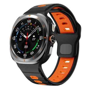 For Samsung Galaxy Watch Ultra 47mm Horizontal Stripes Reverse Buckle Silicone Watch Band(Black Orange)
