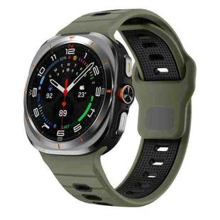 For Samsung Galaxy Watch Ultra 47mm Horizontal Stripes Reverse Buckle Silicone Watch Band(Army Green Black)