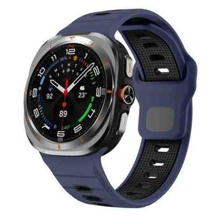For Samsung Galaxy Watch Ultra 47mm Horizontal Stripes Reverse Buckle Silicone Watch Band(Midnight Blue Black)