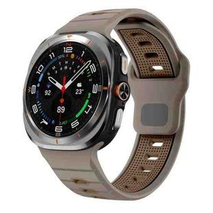 For Samsung Galaxy Watch Ultra 47mm Horizontal Stripes Reverse Buckle Silicone Watch Band(Olive Coffee)