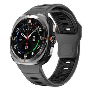 For Samsung Galaxy Watch Ultra 47mm Horizontal Stripes Reverse Buckle Silicone Watch Band(Coal Black)
